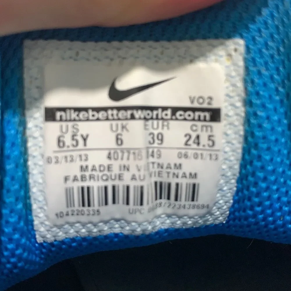 Nike Vintage Mogan Blue Black Leather Youth Mid Skate Shoes Sneakers Size 6.5Y